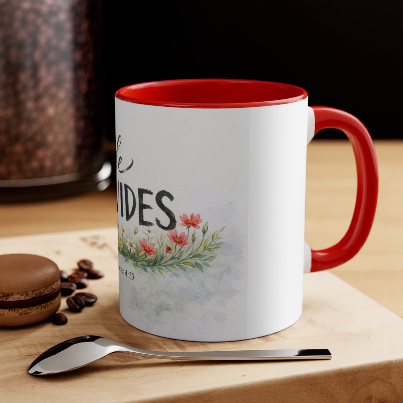 he provides accent mug — christian philippians 4:19 floral coffee cup he provides accent mug — christian philippians 4:19 floral coffee cup
