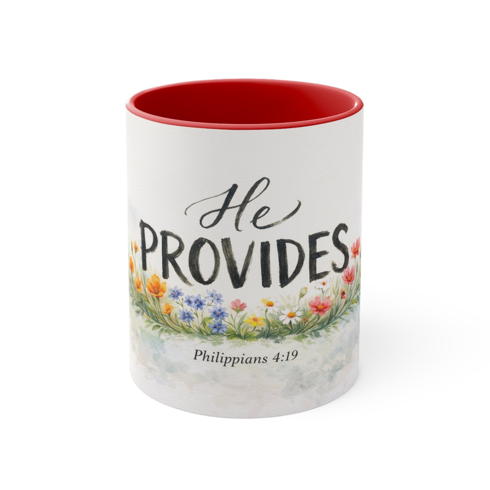 he provides accent mug — christian philippians 4:19 floral coffee cup he provides accent mug — christian philippians 4:19 floral coffee cup