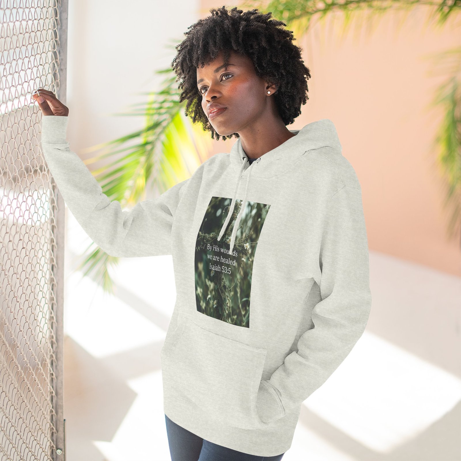 by his wounds we are healed fleece hoodie — inspirational christian pullover by his wounds we are healed fleece hoodie — inspirational christian pullover