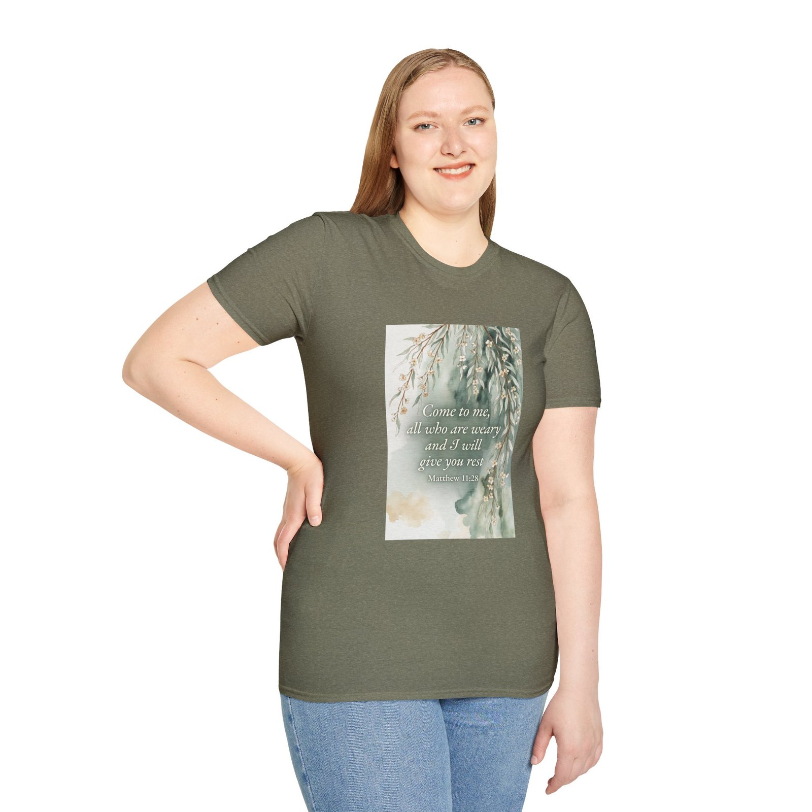 pastel willow comfort tee — "come to me, all who are weary" t shirt pastel willow comfort tee — "come to me, all who are weary" t shirt