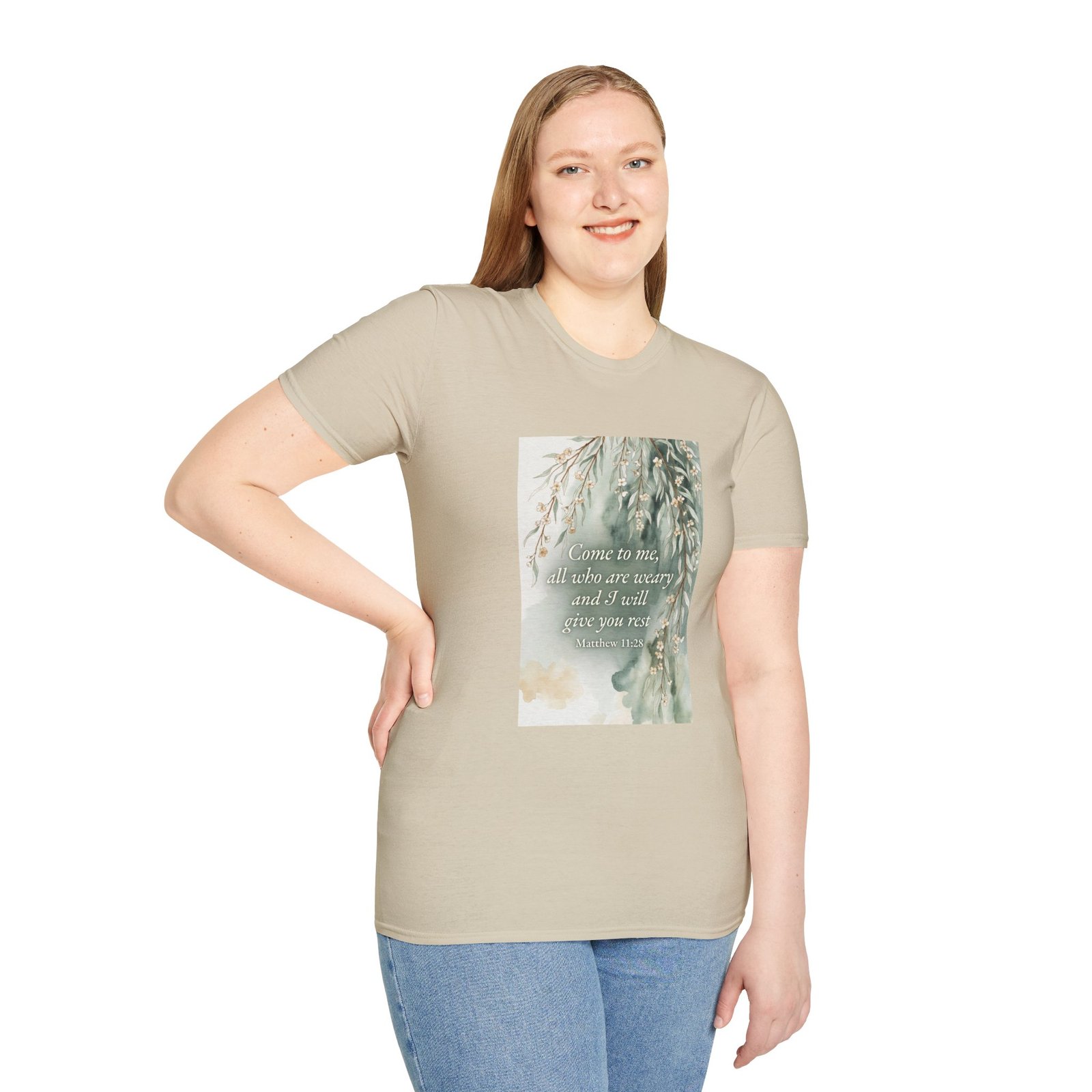 pastel willow comfort tee — "come to me, all who are weary" t shirt pastel willow comfort tee — "come to me, all who are weary" t shirt