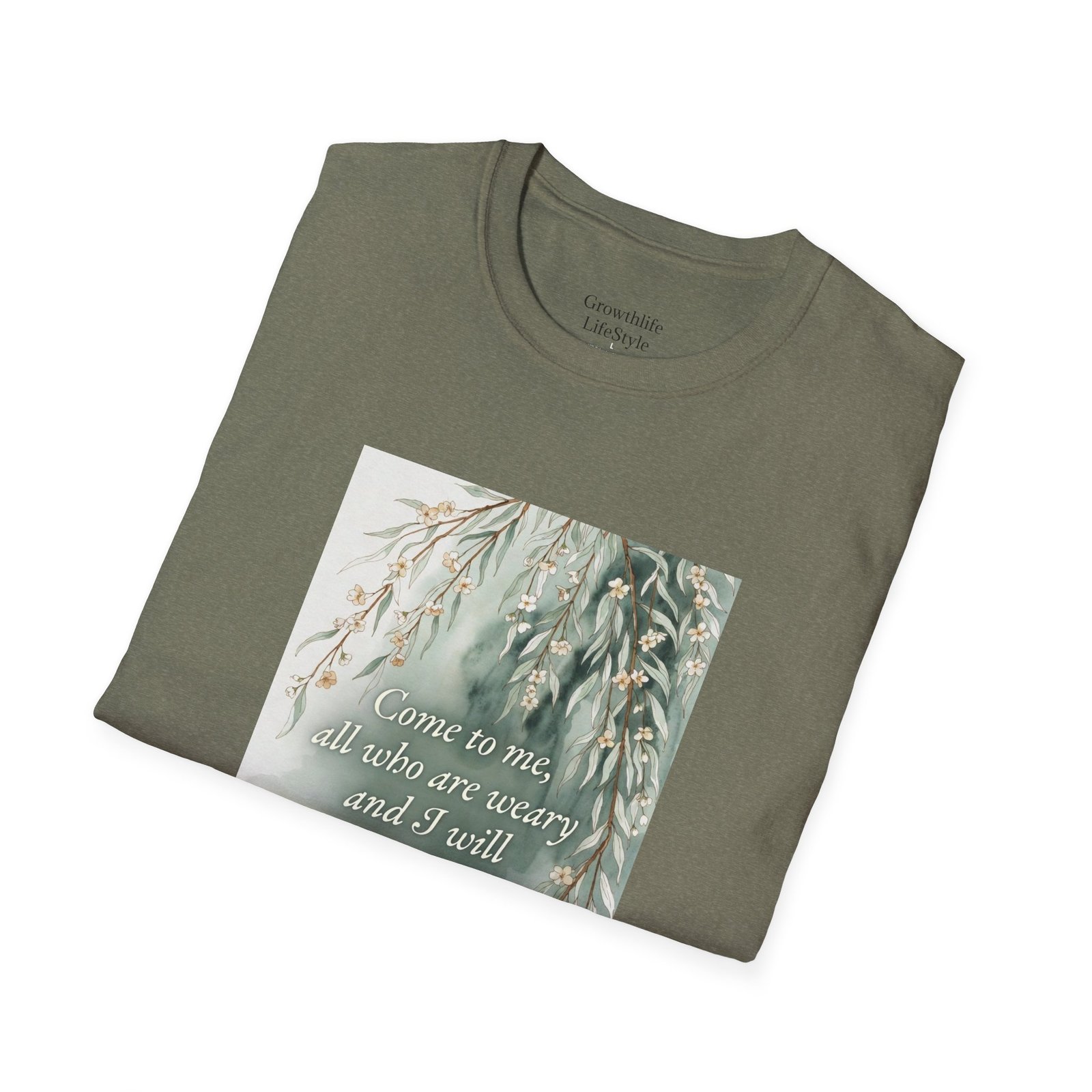 pastel willow comfort tee — "come to me, all who are weary" t shirt pastel willow comfort tee — "come to me, all who are weary" t shirt
