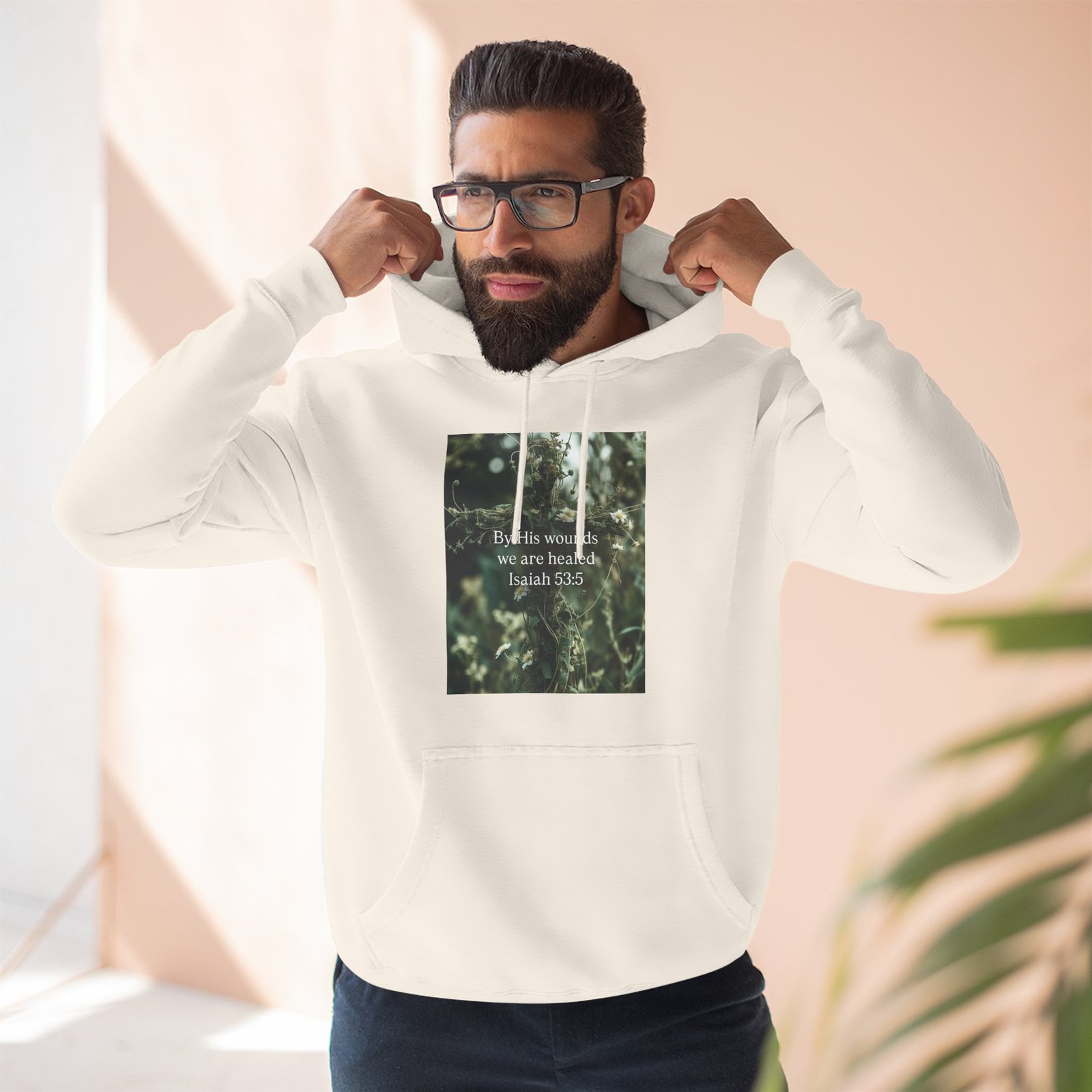 by his wounds we are healed fleece hoodie — inspirational christian pullover by his wounds we are healed fleece hoodie — inspirational christian pullover