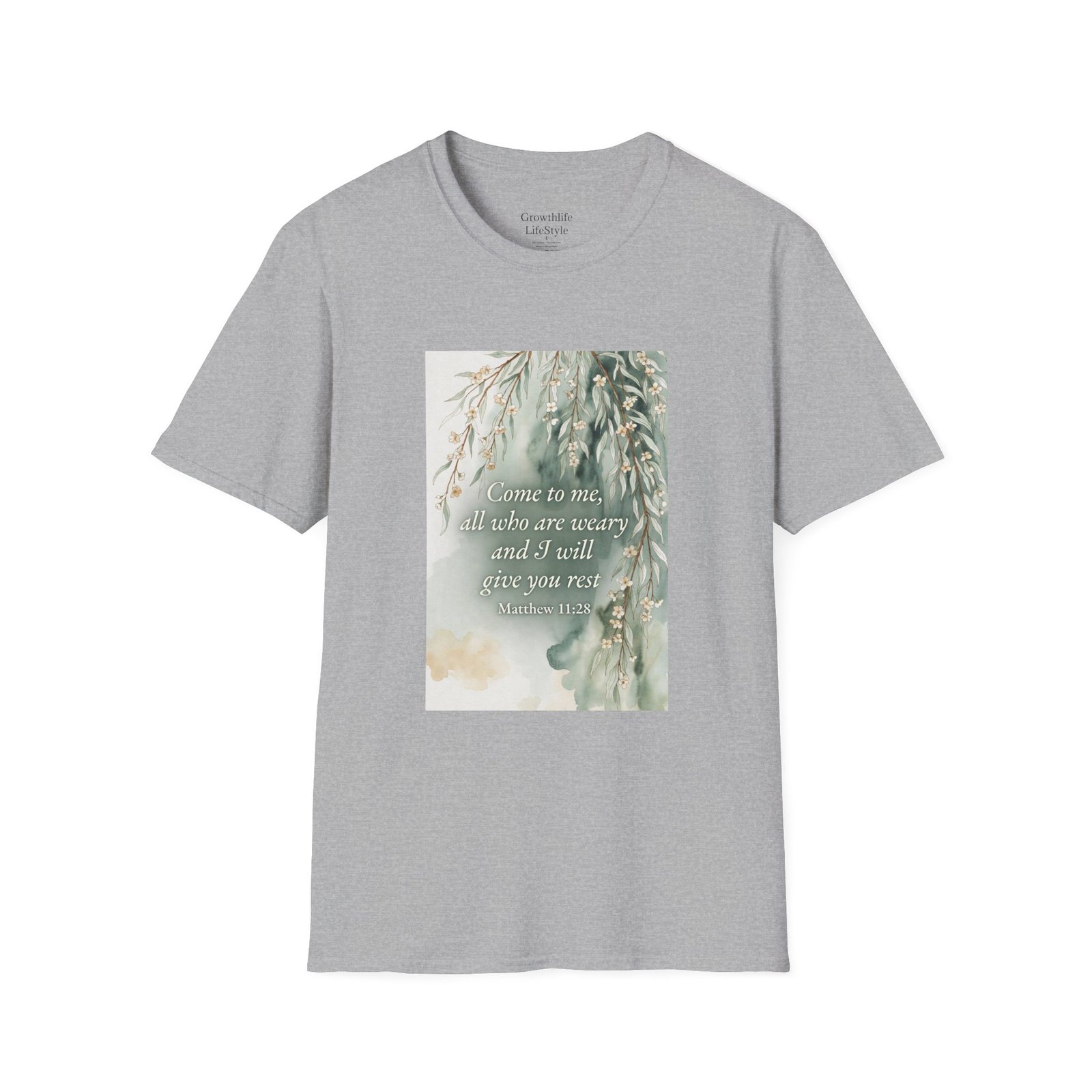 pastel willow comfort tee — "come to me, all who are weary" t shirt pastel willow comfort tee — "come to me, all who are weary" t shirt