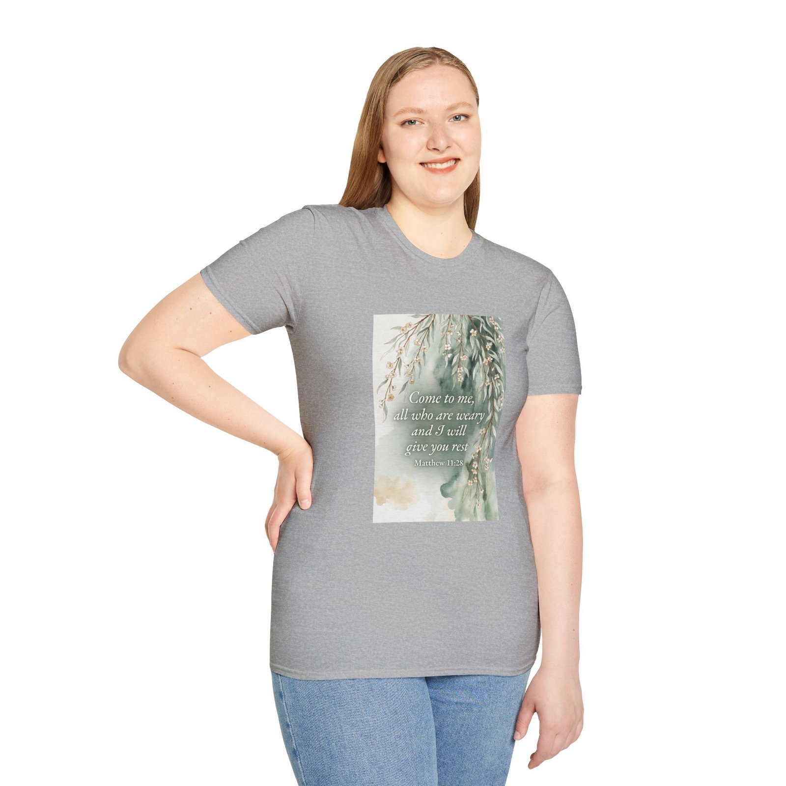 pastel willow comfort tee — "come to me, all who are weary" t shirt pastel willow comfort tee — "come to me, all who are weary" t shirt
