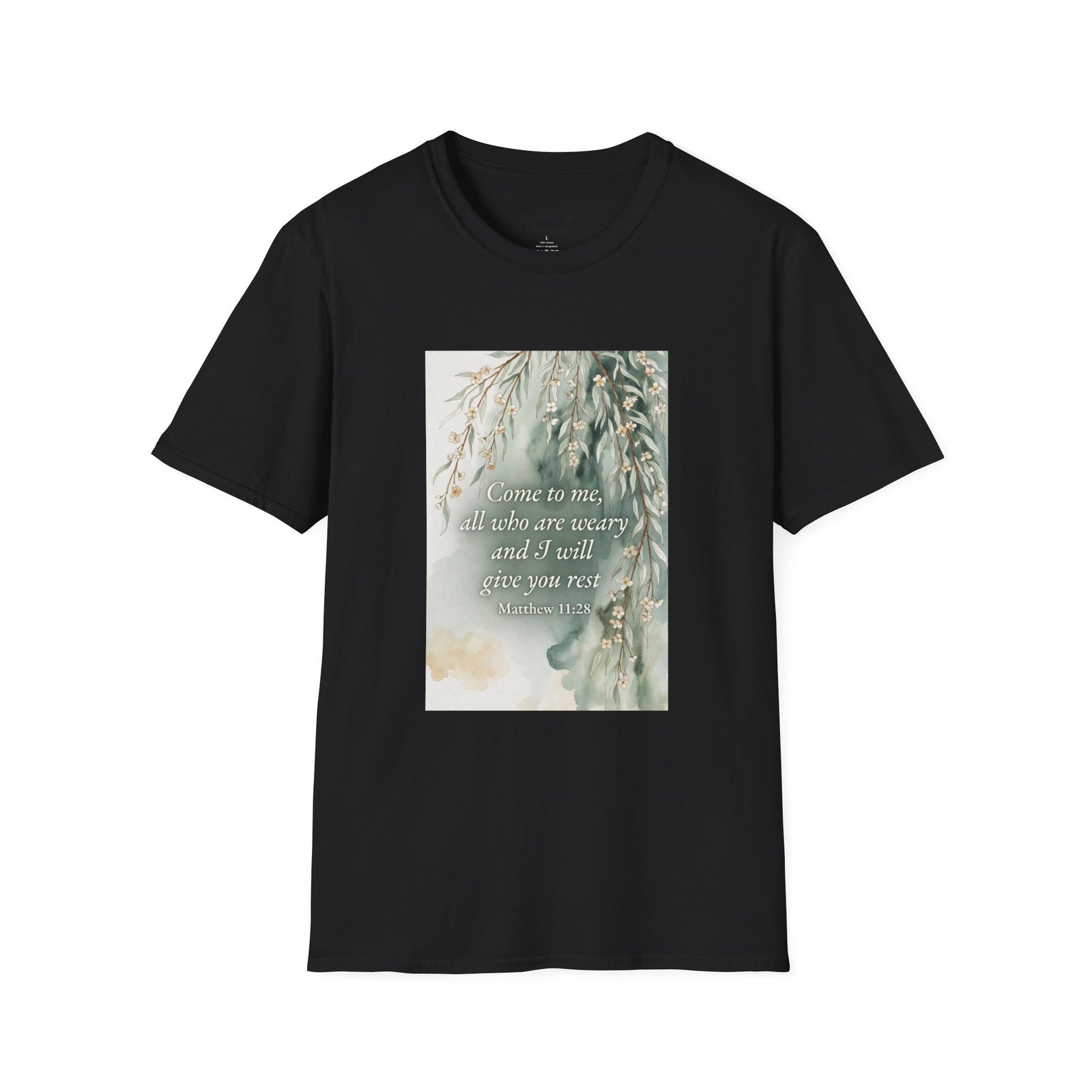 pastel willow comfort tee — "come to me, all who are weary" t shirt pastel willow comfort tee — "come to me, all who are weary" t shirt