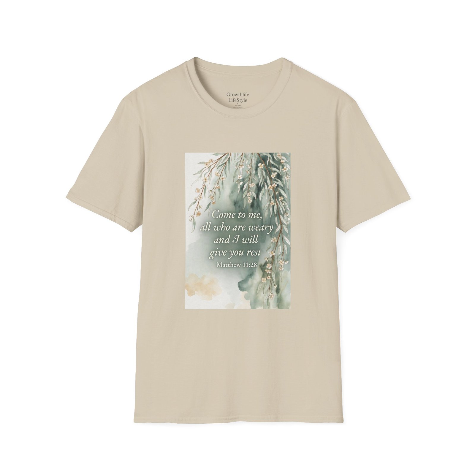pastel willow comfort tee — "come to me, all who are weary" t shirt pastel willow comfort tee — "come to me, all who are weary" t shirt