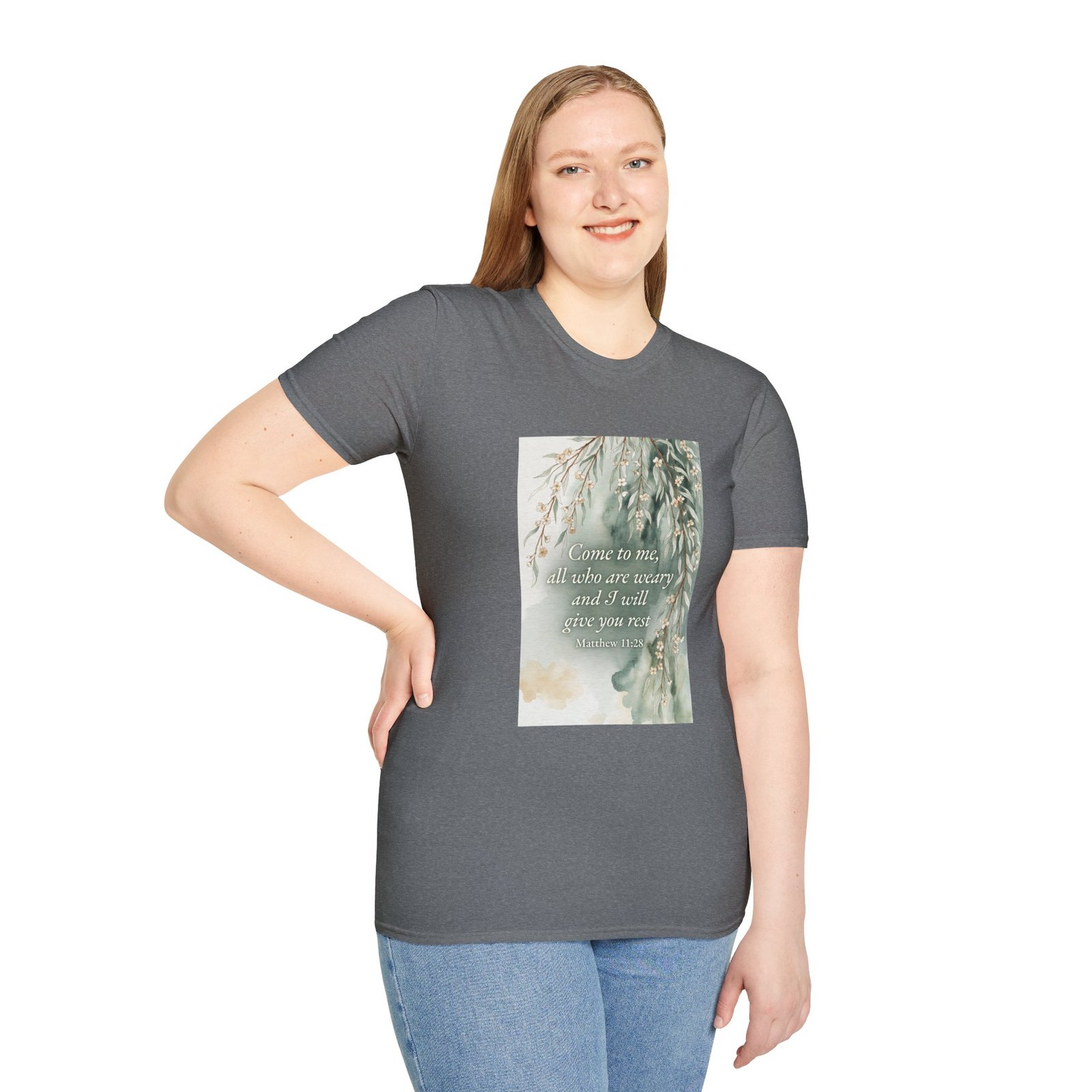 pastel willow comfort tee — "come to me, all who are weary" t shirt pastel willow comfort tee — "come to me, all who are weary" t shirt