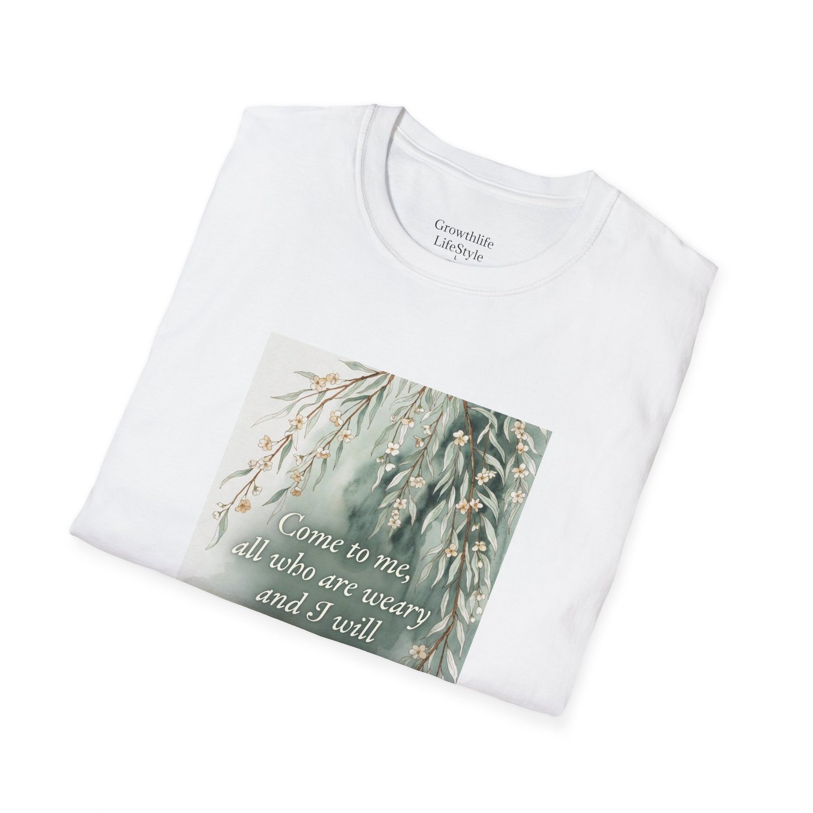 pastel willow comfort tee — "come to me, all who are weary" t shirt pastel willow comfort tee — "come to me, all who are weary" t shirt