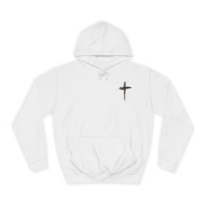 teacher ministry hoodie — small cross front, “teacher minister of wisdom” back