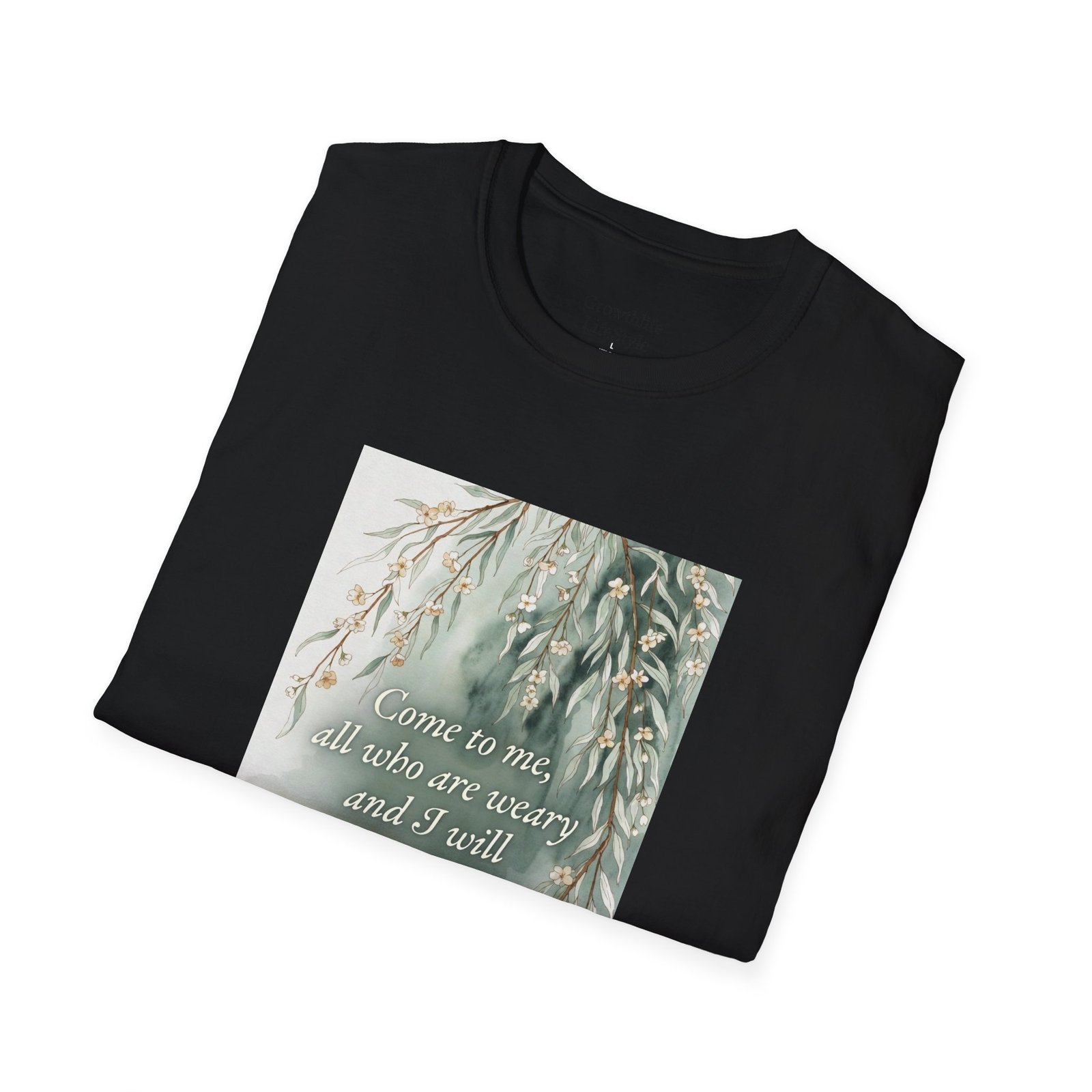 pastel willow comfort tee — "come to me, all who are weary" t shirt pastel willow comfort tee — "come to me, all who are weary" t shirt