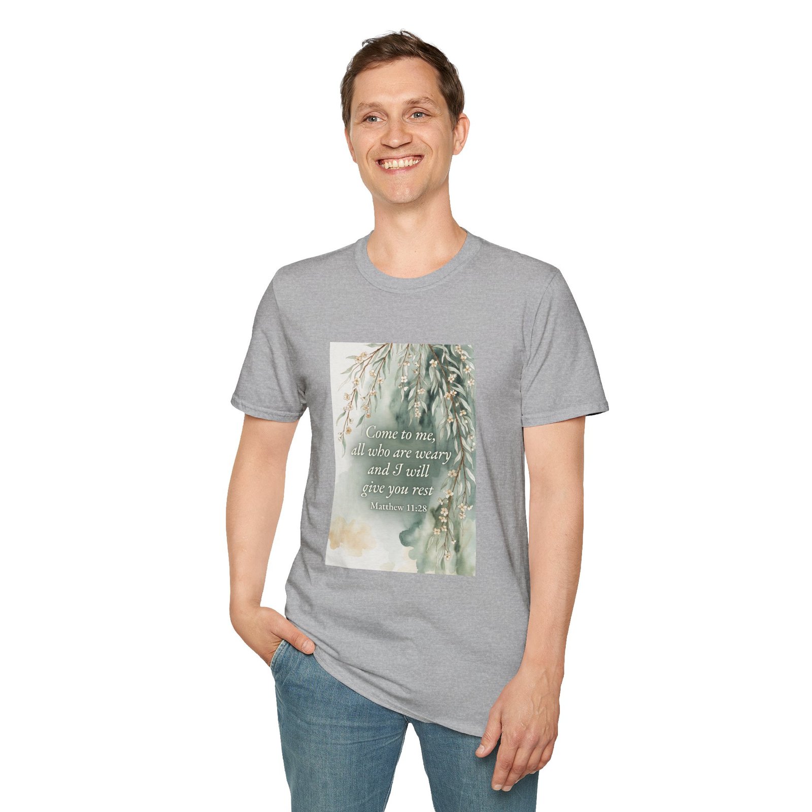 pastel willow comfort tee — "come to me, all who are weary" t shirt pastel willow comfort tee — "come to me, all who are weary" t shirt