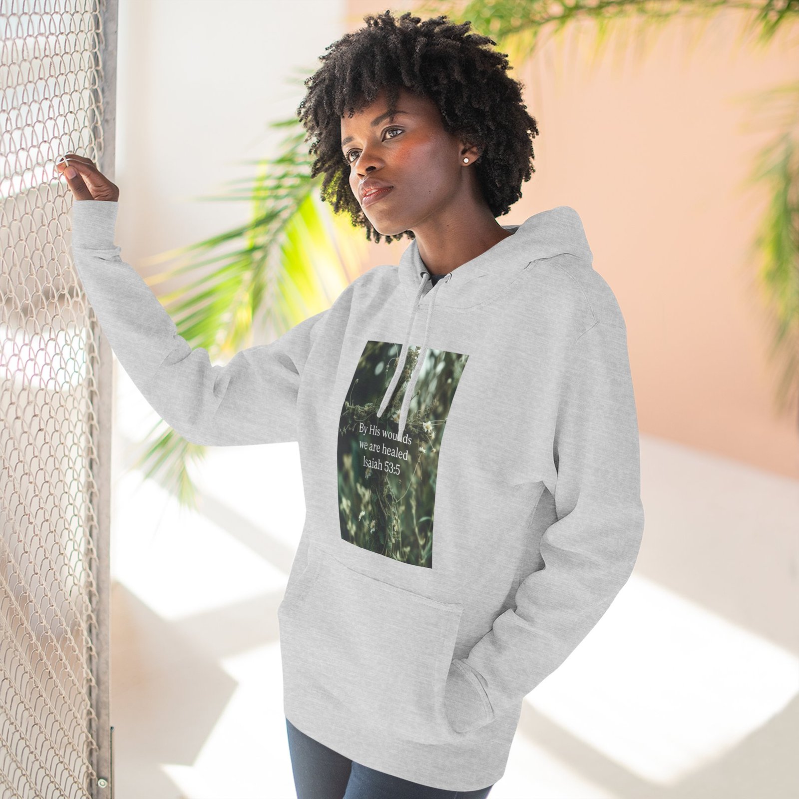 by his wounds we are healed fleece hoodie — inspirational christian pullover by his wounds we are healed fleece hoodie — inspirational christian pullover