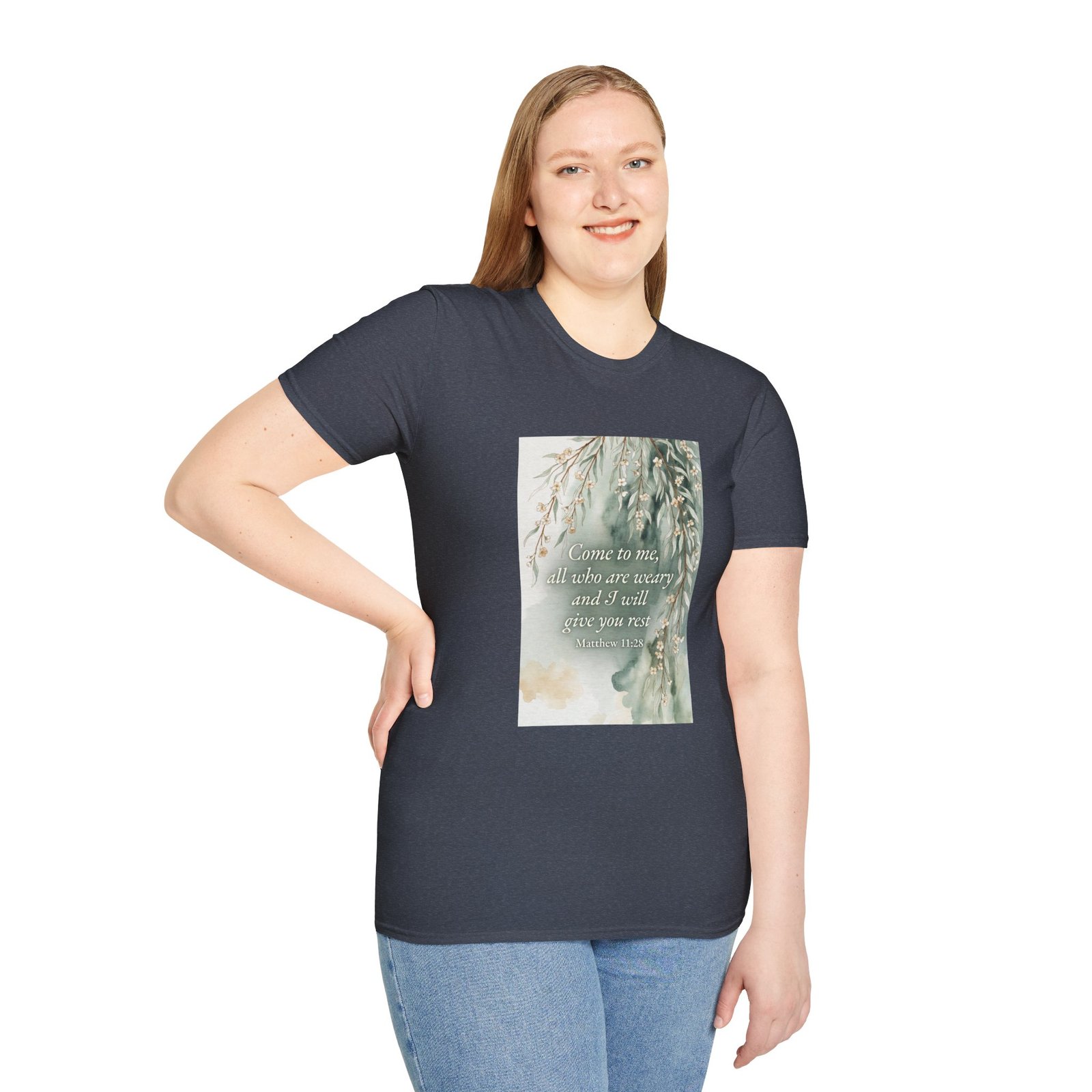 pastel willow comfort tee — "come to me, all who are weary" t shirt pastel willow comfort tee — "come to me, all who are weary" t shirt