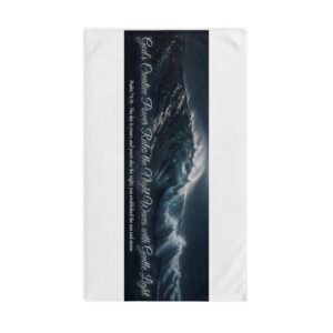 hand towel — ocean wave with psalm 74:16 inspirational scripture