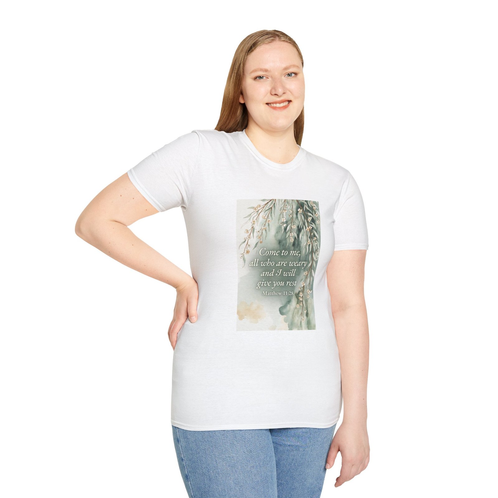pastel willow comfort tee — "come to me, all who are weary" t shirt pastel willow comfort tee — "come to me, all who are weary" t shirt