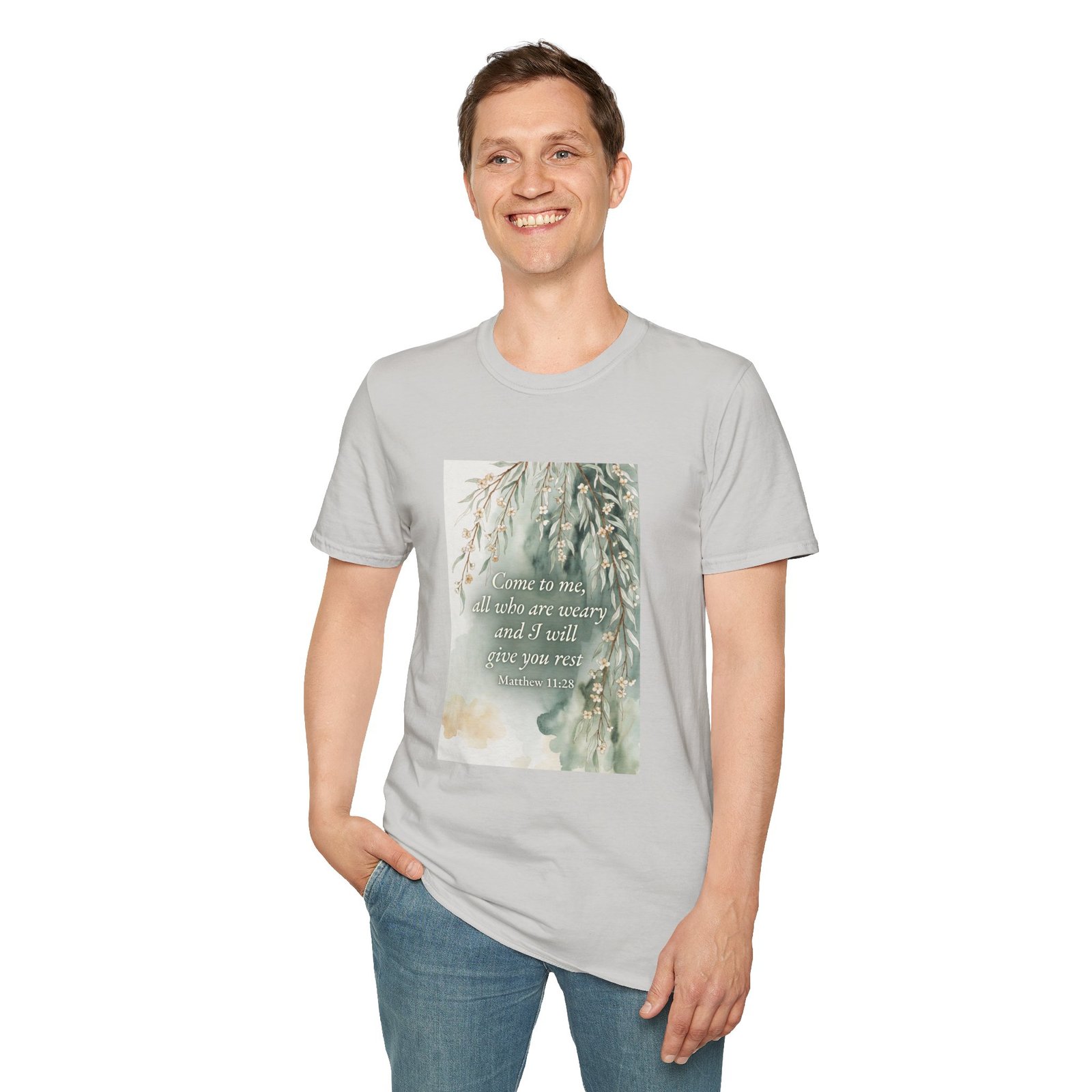 pastel willow comfort tee — "come to me, all who are weary" t shirt pastel willow comfort tee — "come to me, all who are weary" t shirt