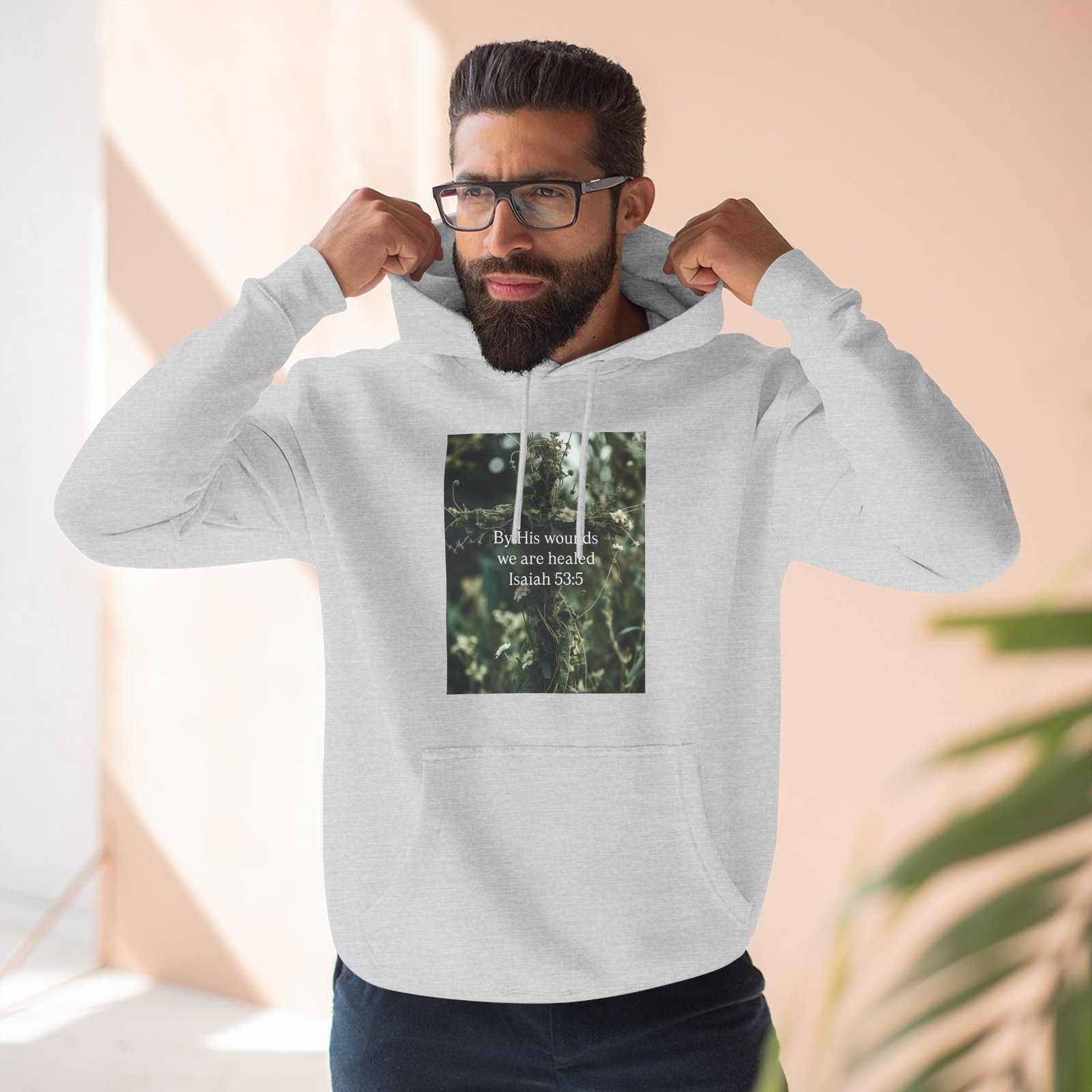 by his wounds we are healed fleece hoodie — inspirational christian pullover by his wounds we are healed fleece hoodie — inspirational christian pullover