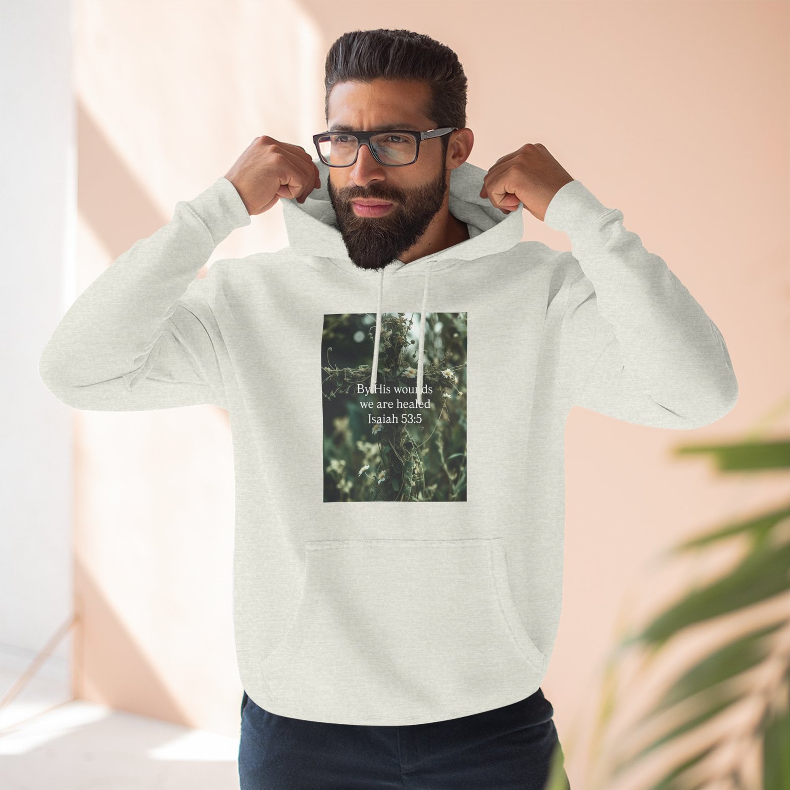 by his wounds we are healed fleece hoodie — inspirational christian pullover by his wounds we are healed fleece hoodie — inspirational christian pullover