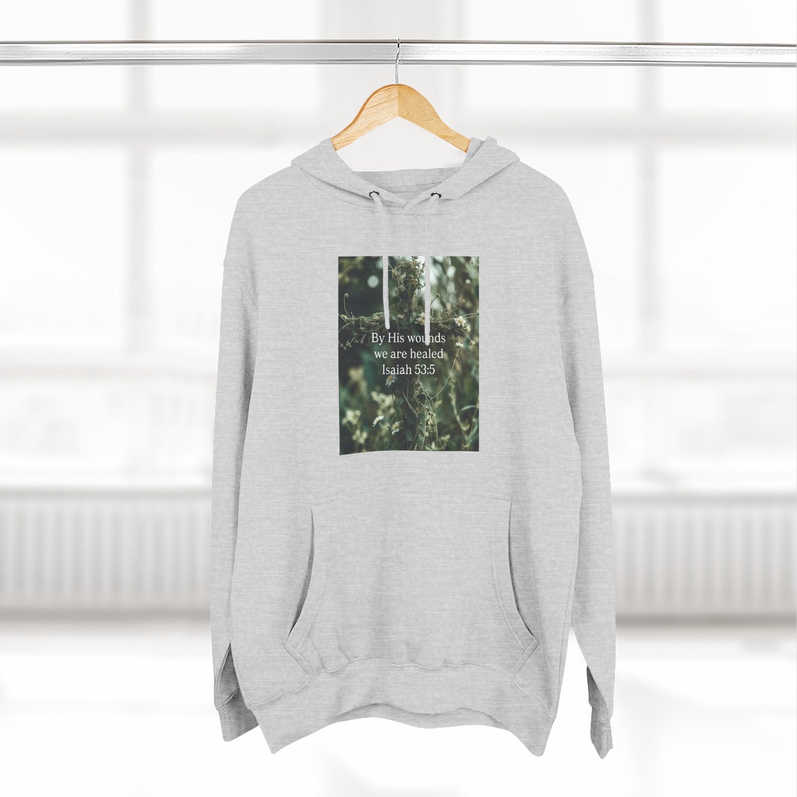 by his wounds we are healed fleece hoodie — inspirational christian pullover by his wounds we are healed fleece hoodie — inspirational christian pullover