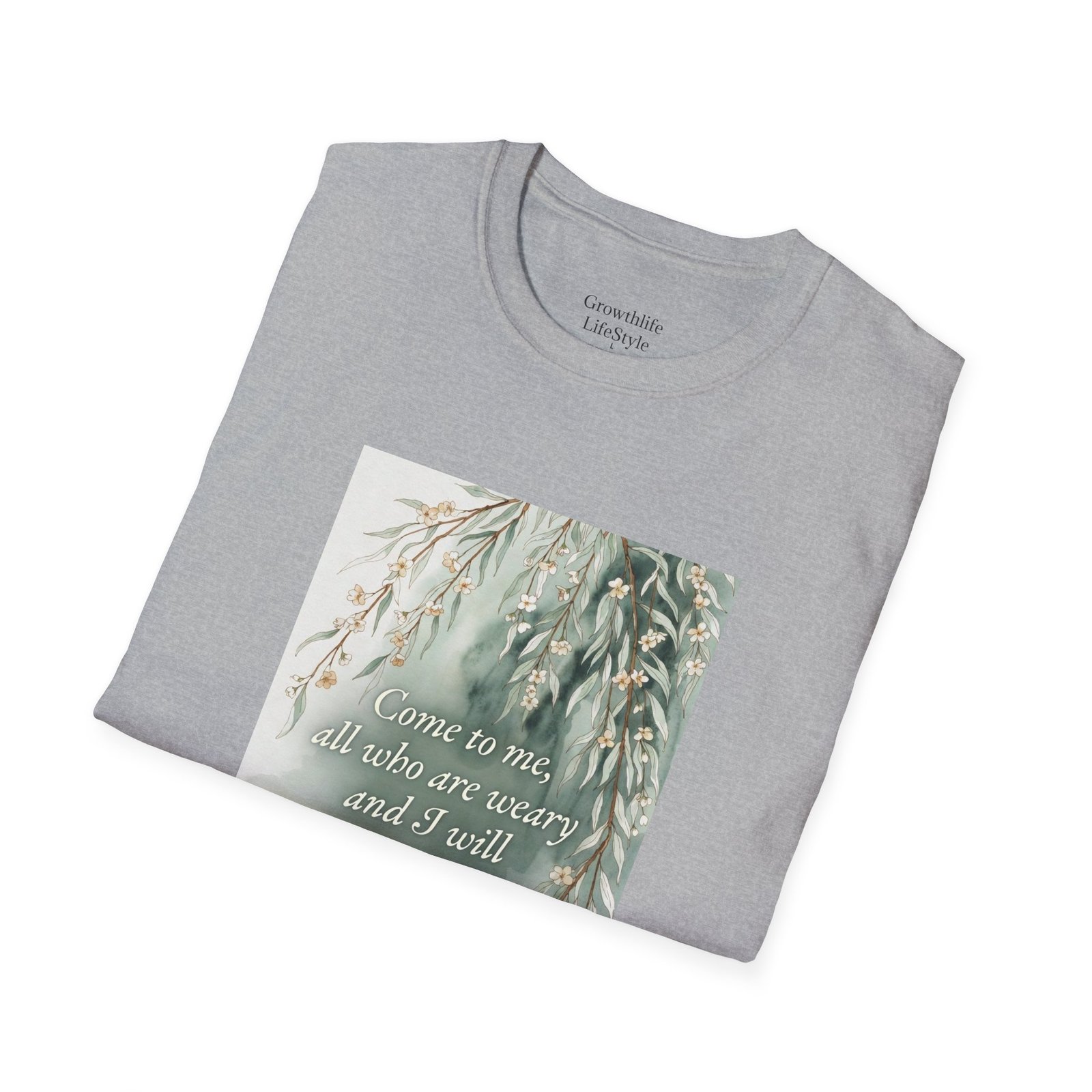 pastel willow comfort tee — "come to me, all who are weary" t shirt pastel willow comfort tee — "come to me, all who are weary" t shirt