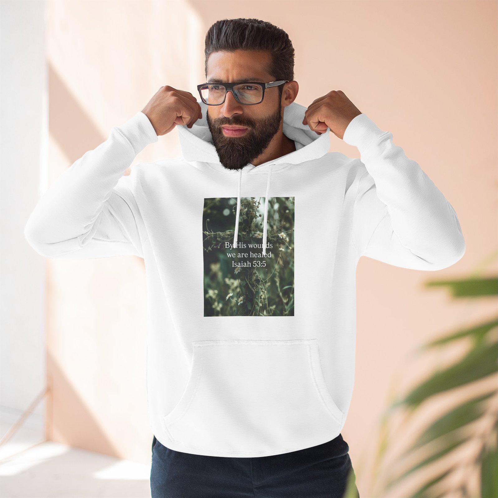 by his wounds we are healed fleece hoodie — inspirational christian pullover by his wounds we are healed fleece hoodie — inspirational christian pullover