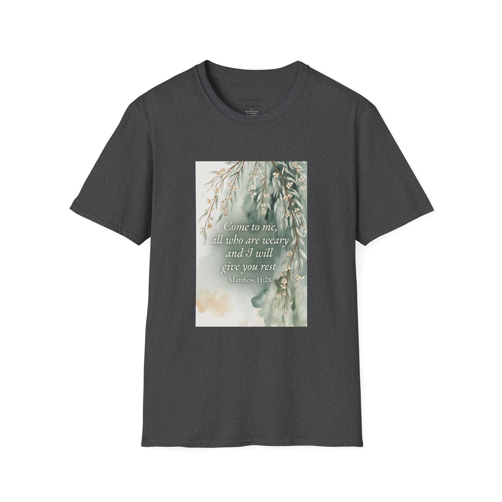 pastel willow comfort tee — "come to me, all who are weary" t shirt pastel willow comfort tee — "come to me, all who are weary" t shirt