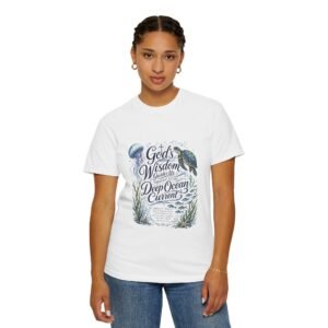 faith ocean t shirt — "god’s wisdom guides us" christian sea life tee