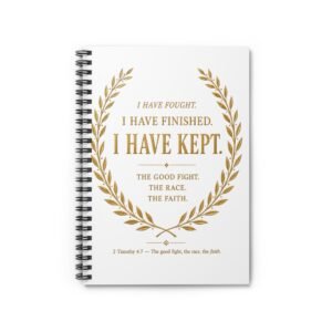 faith victory spiral notebook — "i have fought. i have finished. i have kept." ruled journal, 2 timothy 4:7